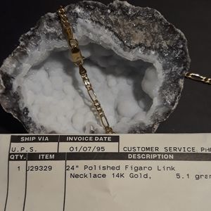 14k polished figaro link 24" necklace